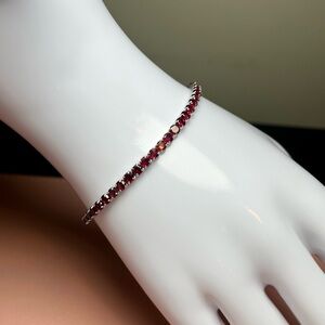 Real Garnet Tennis Bracelet in s925 silver setting January Birthstone